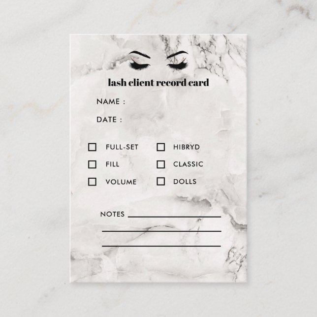 Carte De Visite Marbre blanc Eyelash Extension Consultation des cl (Devant)