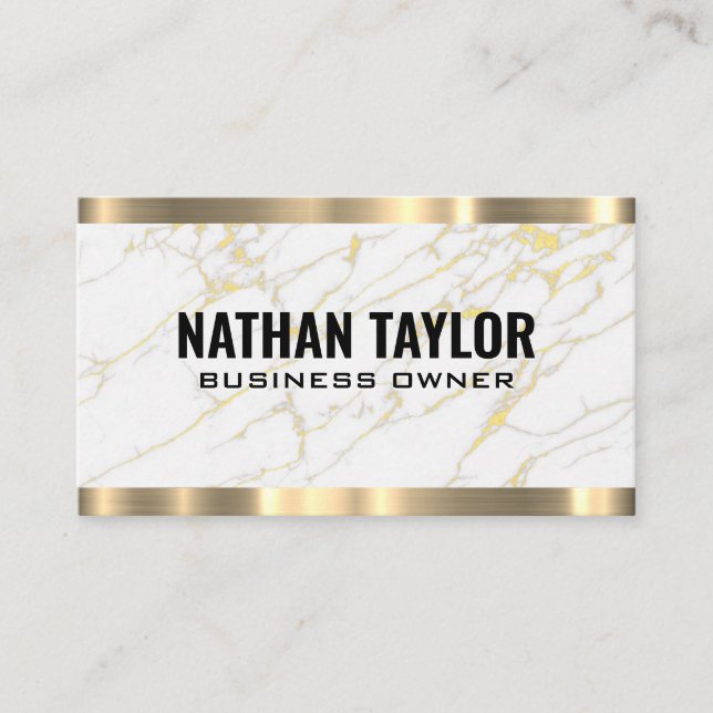Carte De Visite Marbre blanc Gold Foil | Métallique dorée (Devant)