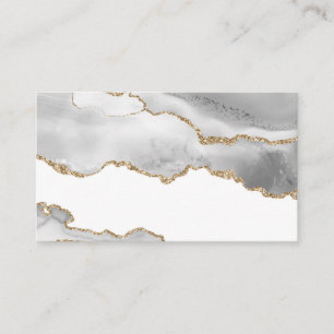 Carte De Visite Marbre blanc gris Agate Parties scintillant dorée 
