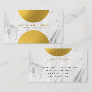 Carte De Visite Marbre Blanc Moderne & Or Moderne Chic