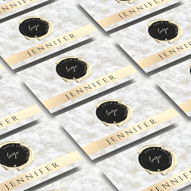Carte De Visite Marbre blanc QR Code et Logo Gold (Créateur téléchargé)