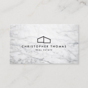 Carte De Visite Marbre blanc Réaltor Architecture Logo Moderne