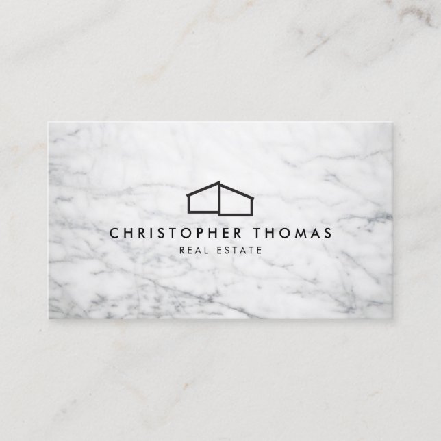 Carte De Visite Marbre blanc Réaltor Architecture Logo Moderne (Devant)