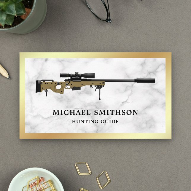 Carte De Visite Marbre blanc Sniper Fusil Shop Gunsmith (Créateur téléchargé)