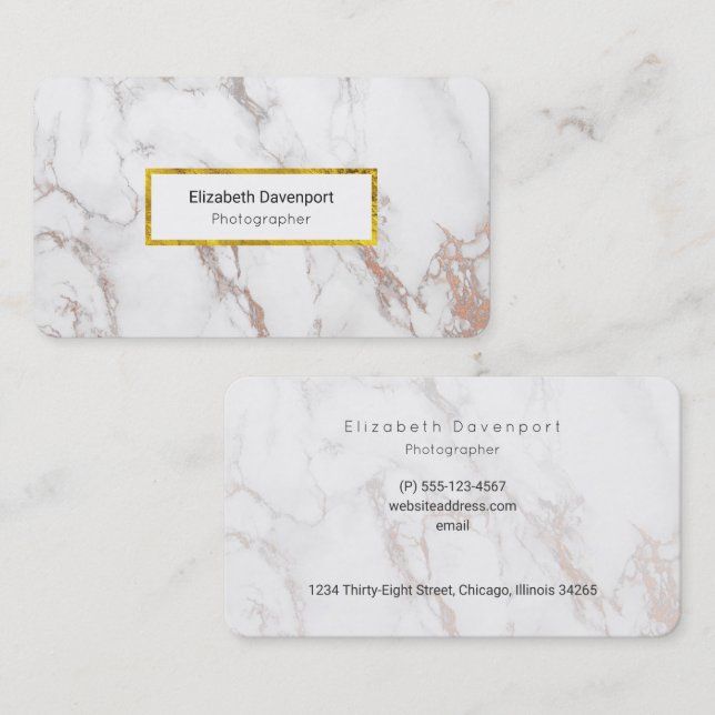 Carte De Visite Marbre blanc Texture Professionnel (Devant / Derrière)