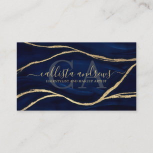 Carte De Visite Marbre Bleu de la Marine d'or Signature Script Maq