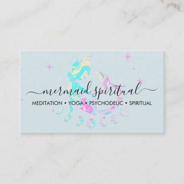 Carte De Visite Marbre bleu Mermaid lune zodiaque spirituel (Devant)