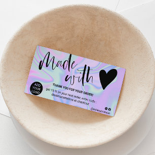 Carte De Visite Marbre bleu violet merci fait avec amour