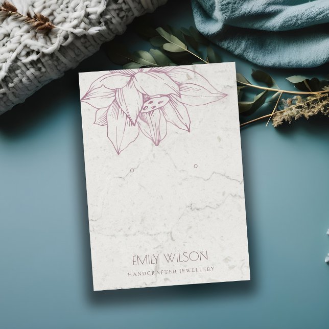 CARTE DE VISITE MARBRE BLUSH ROSE LOTUS SIMPLE EARRING AFFICHAGE (Créateur téléchargé)
