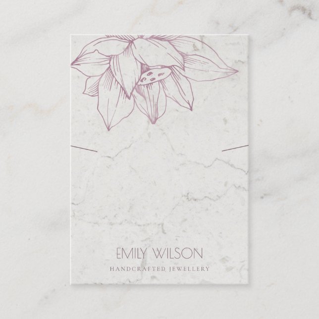 CARTE DE VISITE MARBRE BLUSH ROSE LOTUS SIMPLE ÉCRAN (Devant)