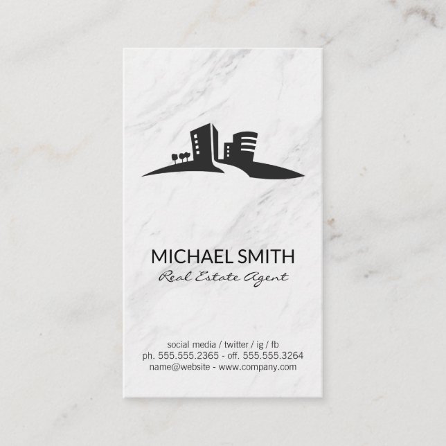 Carte De Visite Marbre | Conseiller financier | Agent immobilier (Devant)