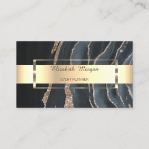 Carte De Visite Marbre de bande d'or noir professionnel