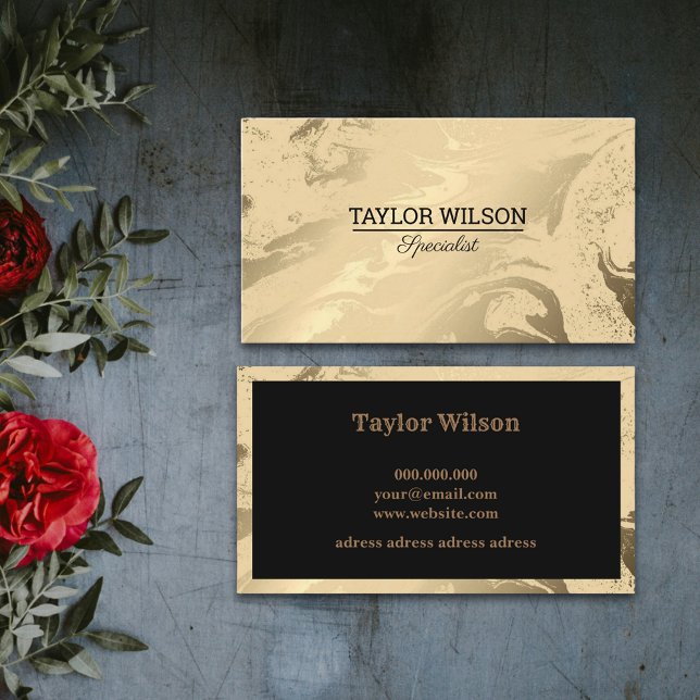 Carte De Visite Marbre de luxe noir et or simple (Créateur téléchargé)