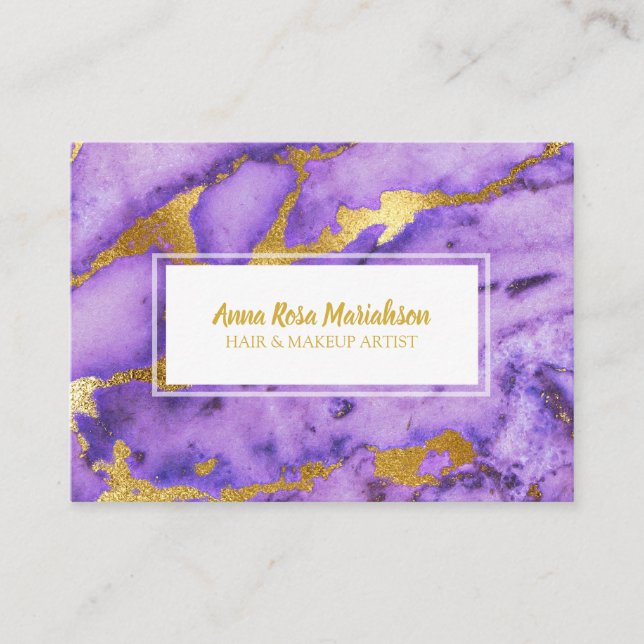 Carte De Visite *~* Marbre doré violet moderne chic (Devant)