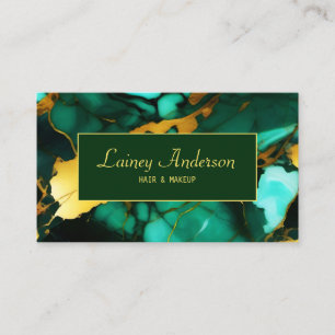 Carte De Visite Marbre faux vert jaune doré chic tendance