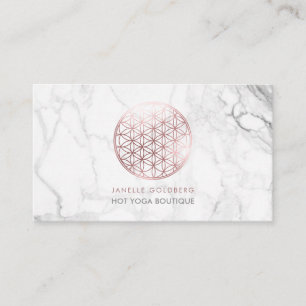 Carte De Visite Marbre/Fleur de vie/Faux Rose Gold
