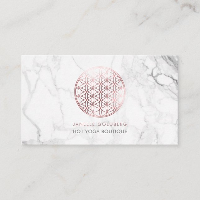 Carte De Visite Marbre/Fleur de vie/Faux Rose Gold (Devant)