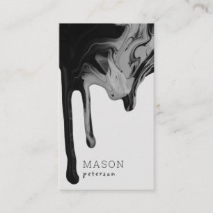 Carte De Visite Marbre gris noir moderne à la goutte d'eau Peintu