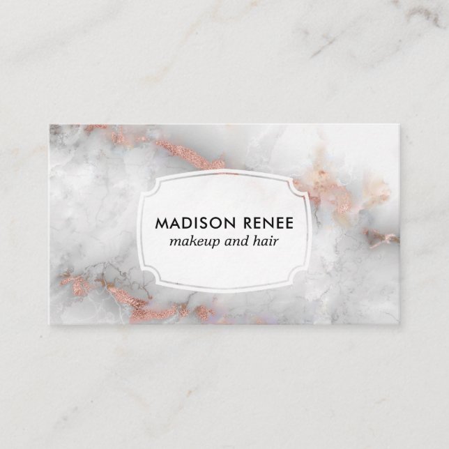 Carte De Visite Marbre gris or rose Artiste de maquillage tendance (Devant)