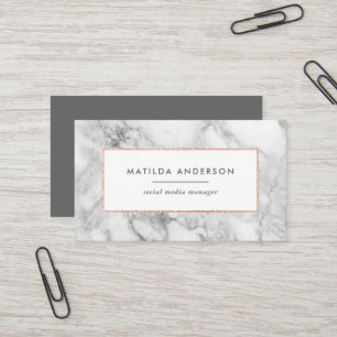 Carte De Visite Marbre minimal moderne et or rose géométrique