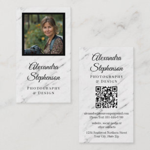 Carte De Visite Marbre moderne Classic élégant QR Code Photo perso