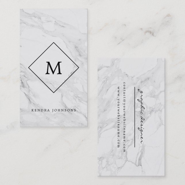 Carte De Visite Marbre moderne de monogramme (Devant / Derrière)