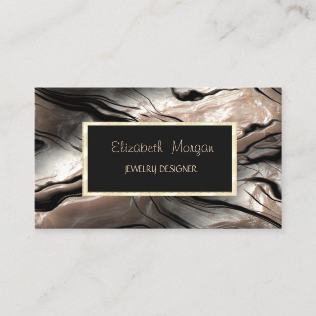 Carte De Visite Marbre moderne élégant, Design de bijoux de cadre  (Devant)