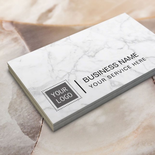 Carte De Visite Marbre moderne Entreprise Logo personnalisé Élégan (Créateur téléchargé)