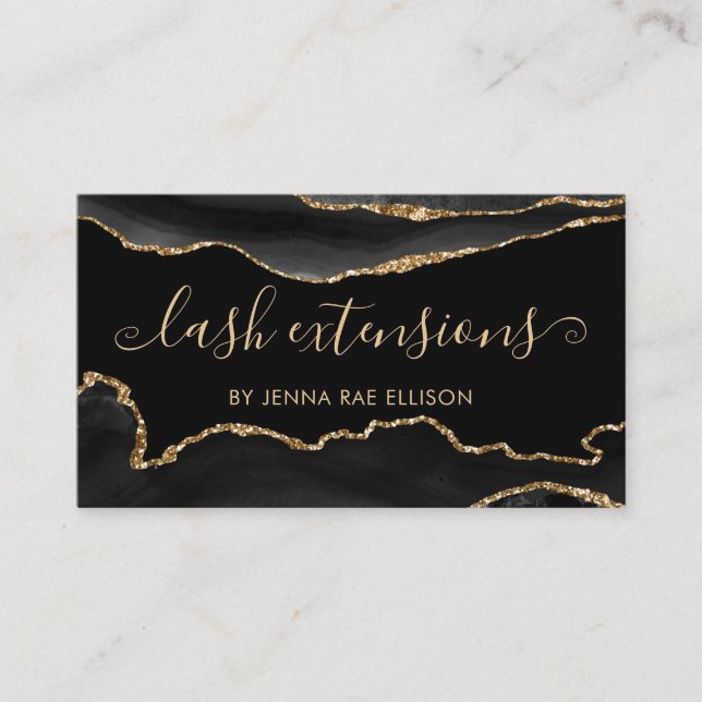 Carte De Visite Marbre noir Agate Classy Chic Lash Aftercare (Devant)