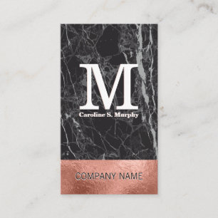 Carte De Visite Marbre noir Bloc de couleur Rose Gold Foil