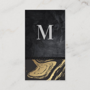Carte De Visite Marbre noir or   Texture noire