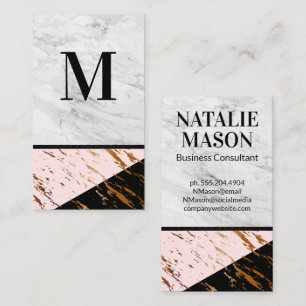 Carte De Visite Marbre noir rose Or Fusion