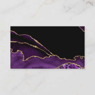 Carte De Visite Marbre Noir Violet Agate Glamour Sombre Doré