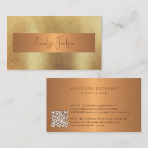 Carte De Visite Marbre or QR CODE salon de beauté luxe