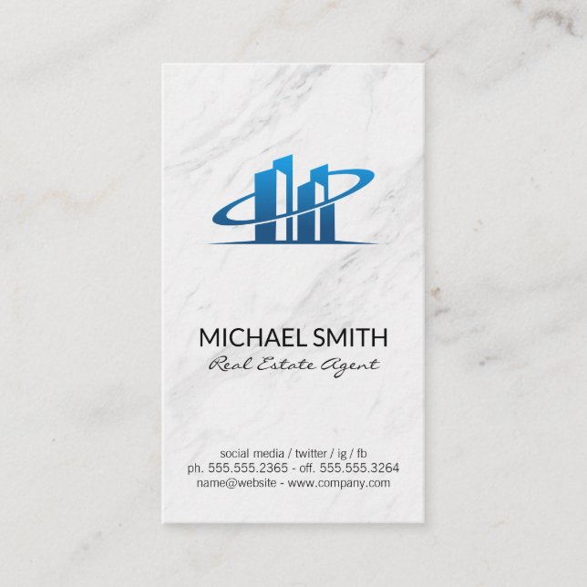 Carte De Visite Marbre | Realtor Broker | Agent immobilier (Devant)