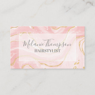 Carte De Visite Marbre Rose Chic Or Salon de Coiffure Maquillage