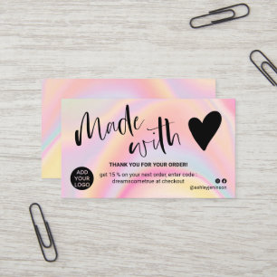 Carte De Visite Marbre rose merci fait avec amour