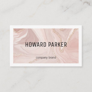 Carte De Visite Marbre rose Or   Bordure blanche
