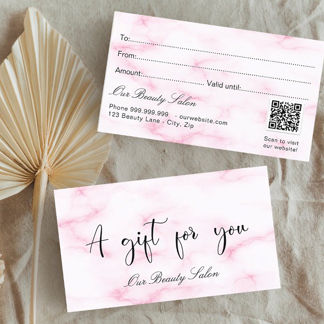 Carte De Visite Marbre rose QR code cadeau d'entreprise (Créateur téléchargé)