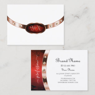 Carte De Visite Marbre rouge Rose or Monogramme tendance
