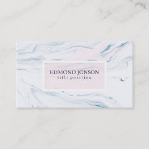 Carte De Visite Marbre Simple Blanc Et Rose