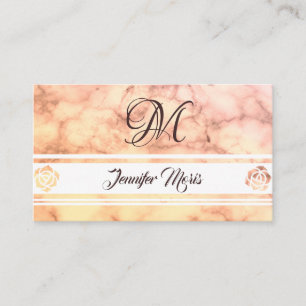 Carte De Visite Marbre tendance Pastel Orange avec votre Monogramm