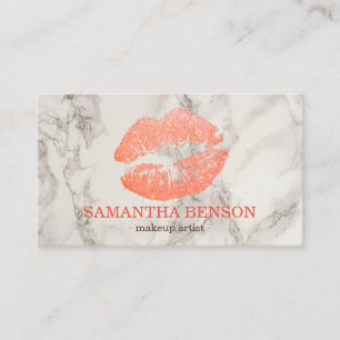 Carte De Visite Marbre tendance Rose Gold Lips maquillage Artiste