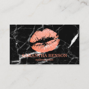 Carte De Visite Marbre tendance Rose Gold Lips maquillage Artiste