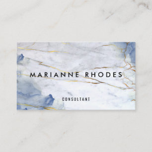 Carte De Visite Marbre   Texture en cuir bleu