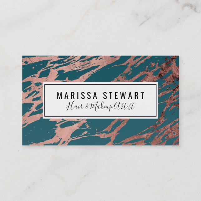 Carte De Visite Marbre Turquoise Rose moderne (Devant)