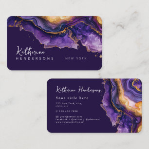 Carte De Visite Marbre violet chic agate pailleté or Professionnel