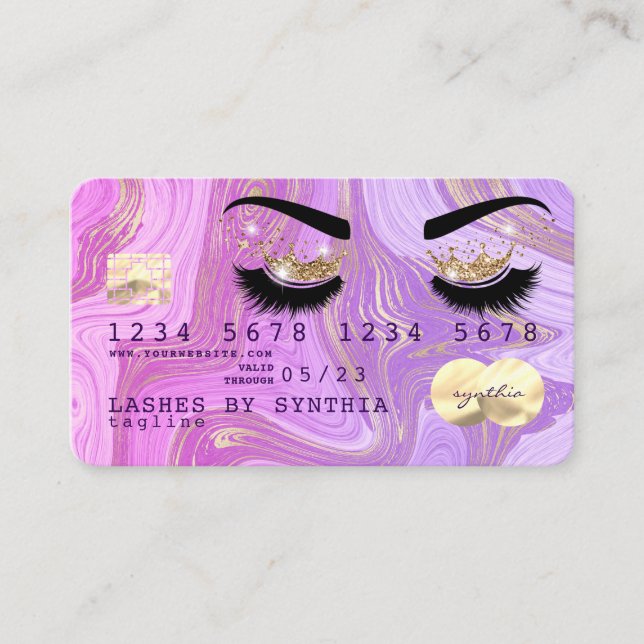 Carte De Visite marbre violet pastel (Devant)