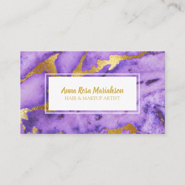 Carte De Visite *~* Marbre violet profond d'or Chic populaire (Devant)