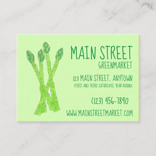 Carte De Visite Marché des agriculteurs Épicerie verte Asperges Sp (Devant)